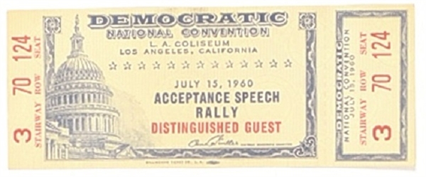 John F. Kennedy Acceptance Speech Ticket