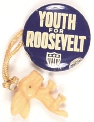 Youth for Roosevelt Pin and Donkey