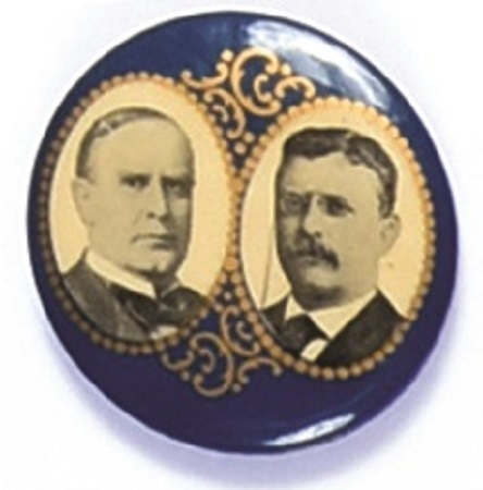 McKinley, Roosevelt Blue Jugate With Filigree