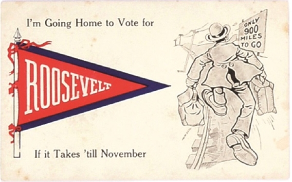 Going Home to Vote for Roosevelt Postcard
