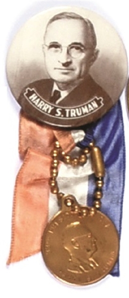 Truman Celluloid with inaugural Medal, Ribbon