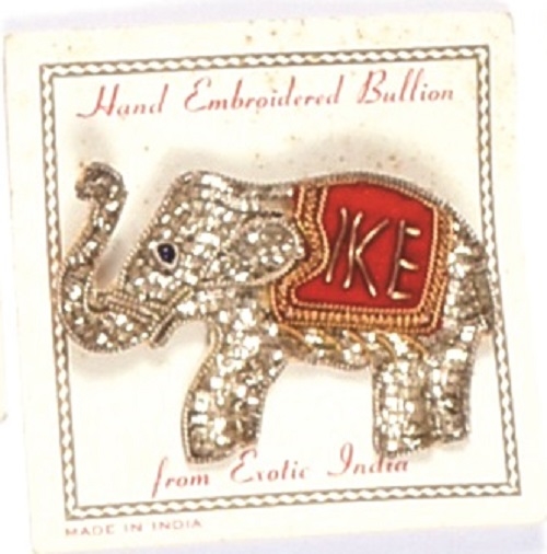 Eisenhower Embroidered Elephant Pin and Card