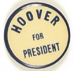 Hoover for President Blue, White Celluloid