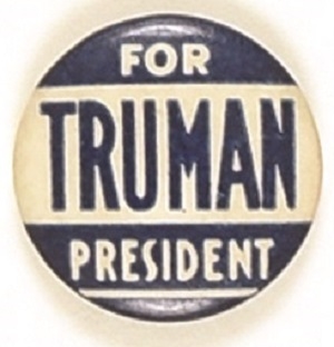 Truman for President Scarce Blue, White Celluloid
