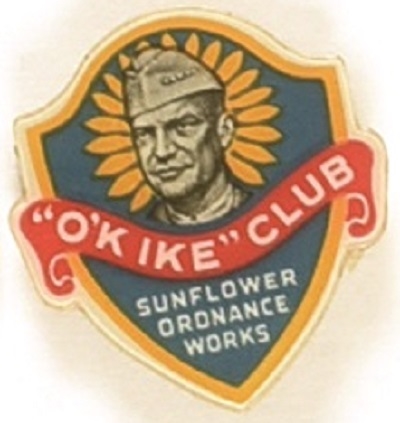 OK Ike Club Sunflower Ordnance Pin