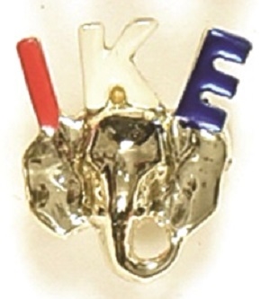 Ike Elephant Jewelry Pin, RWB Letters