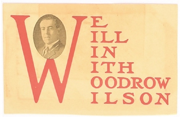We Will Win With Woodrow Wilson Postcard