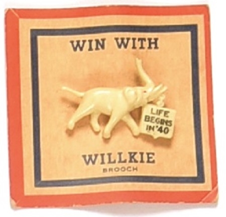 Win with Willkie Elephant Pin and Card