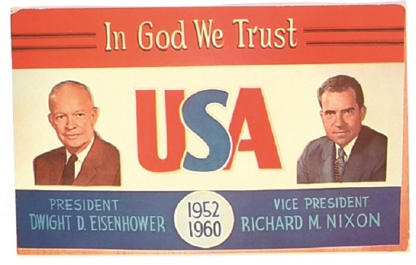 Eisenhower, Nixon In God We Trust USA Postcard