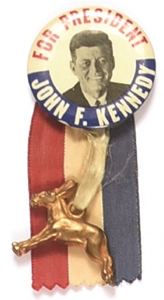 John F. Kennedy Pin With Ribbon, Donkey