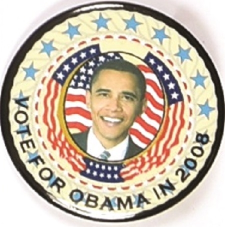 Vote for Obama in 2008 Colorful Picture Pin