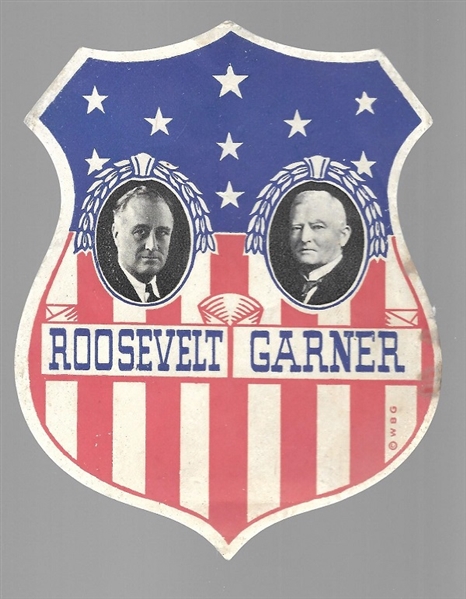 Franklin Roosevelt, Garner Rare Shield Sticker