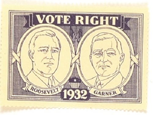 Roosevelt, Garner Vote Right Stamp