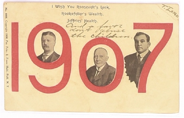 Roosevelt, Rockefeller, Jeffries Postcard