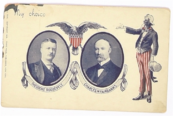 Roosevelt, Fairbanks Uncle Sam Postcard