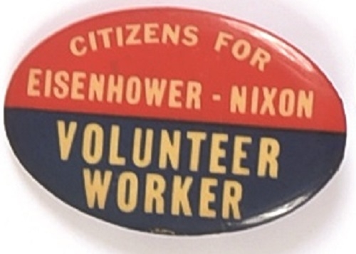 Eisenhower, Nixon Volunteer Worker Oval Celluloid