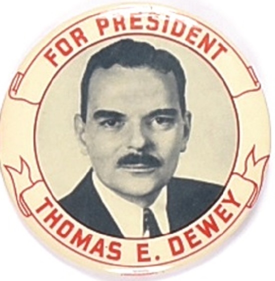 Dewey for President Rare Version Red Letters, Blue Photo