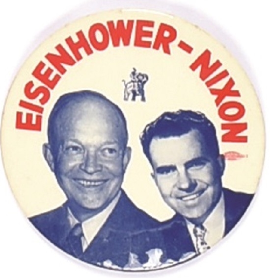 Eisenhower, Nixon 4 Inch Jugate, Red Letters, No Border