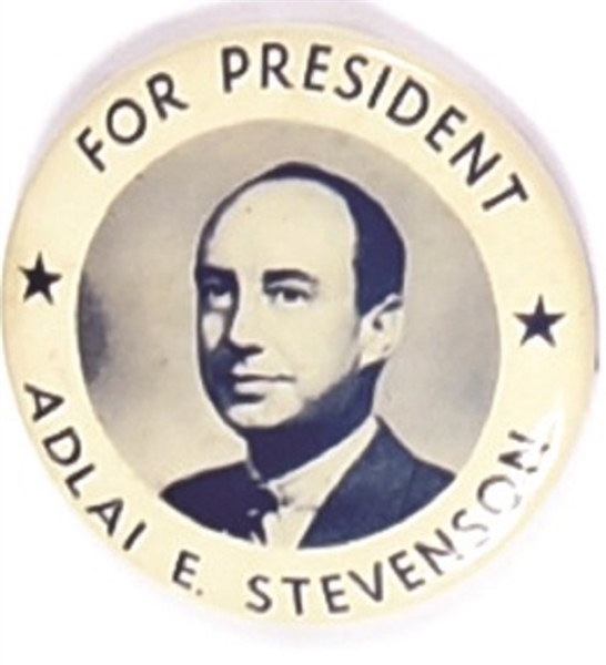 Stevenson for President Blue and White Celluloid