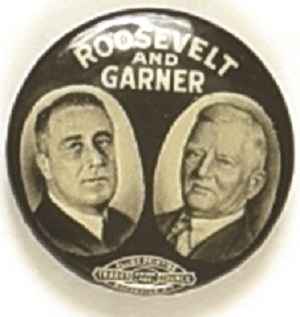 Roosevelt, Garner Scarce Black and White Jugate