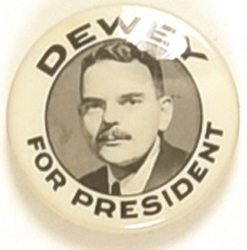 Dewey for President Sharp Photo Celluloid Pin