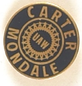 Carter, Mondale UAW Enamel Clutchback Pin