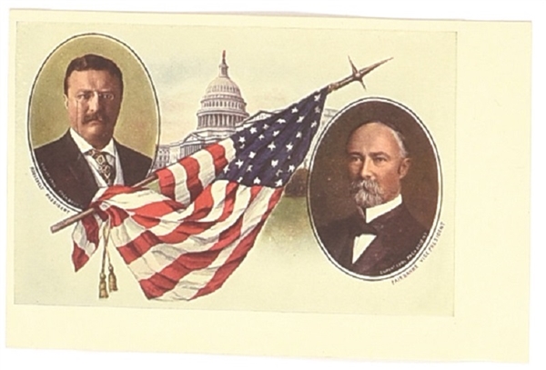 Roosevelt, Fairbanks Flag and Capitol Postcard