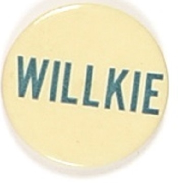 Willkie Blue, White 1 1/2 Inch Celluloid