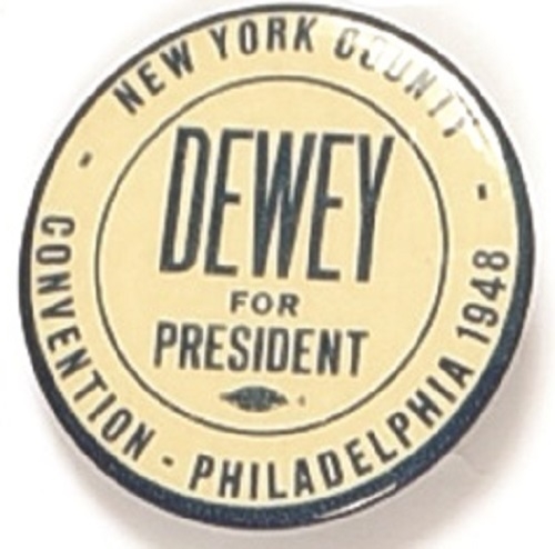 Dewey Rare NY County 1948 Convention Pin