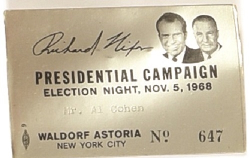 Nixon-Agnew Rare 1968 New York Badge