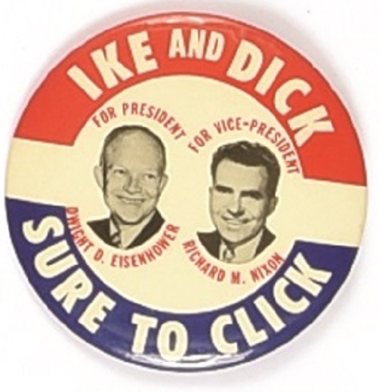 Ike and Dick Sure to Click Red Top Pin