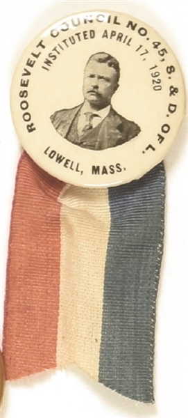 Roosevelt Lowell, Mass., Pin and Ribbon