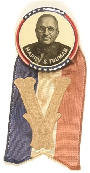 Truman Celluloid with V for Victory Ribbon