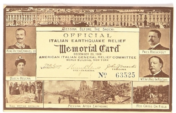 Roosevelt Italian Earthquake Postcard