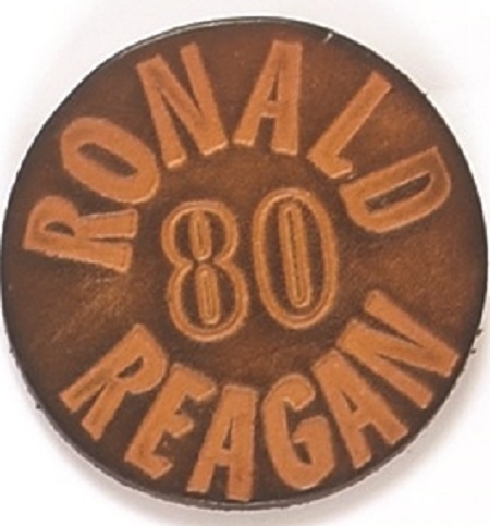 Ronald Reagan 80 Leather Pinback