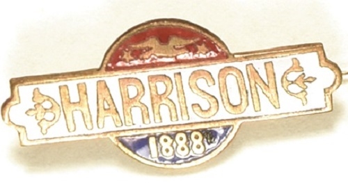 Benjamin Harrison Enamel 1888  Pin, White Version