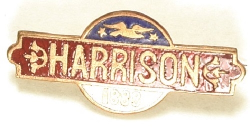 Benjamin Harrison Enamel 1888 Pin, Red Version