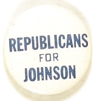 Republicans for Johnson, Blue and White Celluloid