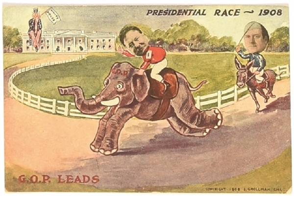 Taft, Bryan Presidential Race Postcard