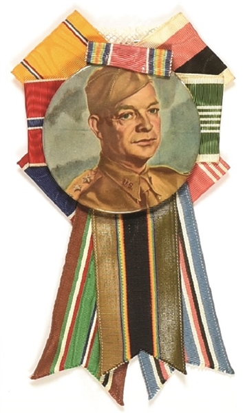Eisenhower Pin with Colorful Rosette, Ribbon