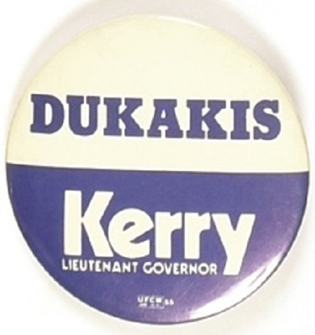 Dukakis, Kerry Massachusetts Campaign Pin