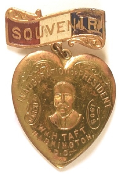 Taft Inauguration Heart Medal, Pin