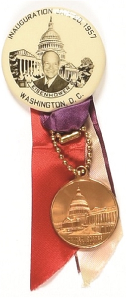 Eisenhower 1957 Inaugural Pin, Medal With Ribbon