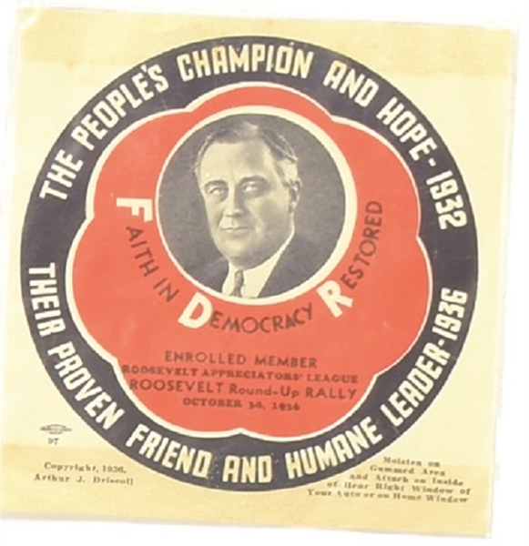 FDR Peoples Champion Sticker
