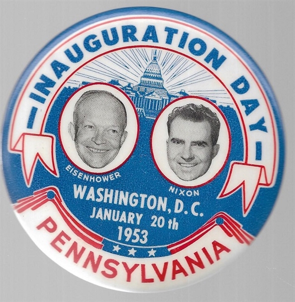 Eisenhower, Nixon 1953 Inaugural Pennsylvania Pin
