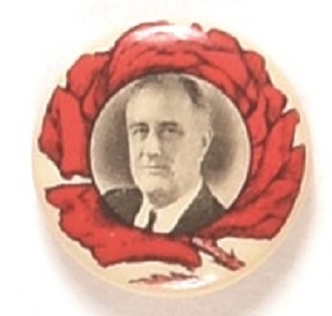 Franklin Roosevelt Red Rose Rare Celluloid