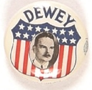 Tom Dewey Smaller Size Patriotic Shield Pin