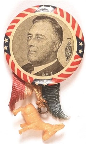 Franklin Roosevelt Pin With Donkey