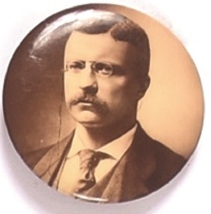 Theodore Roosevelt 1 3/4 Inch Sepia Celluloid