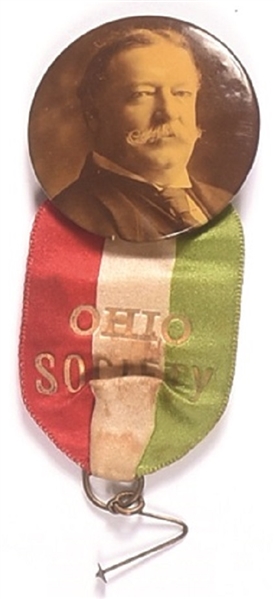Taft Sepia Celluloid, Ohio Society Ribbon